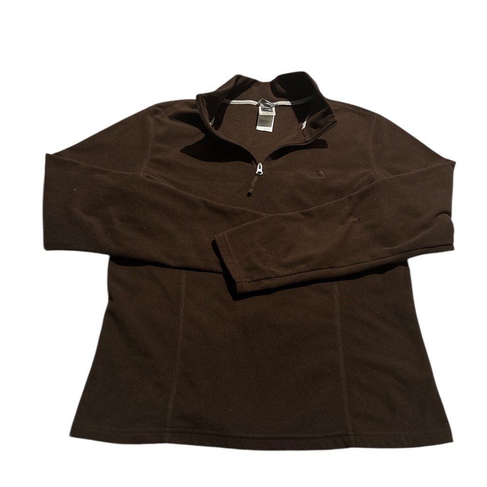 The North Face Women Brown 1/4 Zip Sweatshirt Size Large
